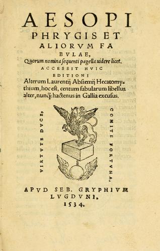 Cover for Aesopi Phrygis et aliorum fabulae