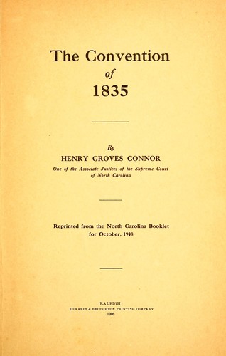Cover for The convention of 1835