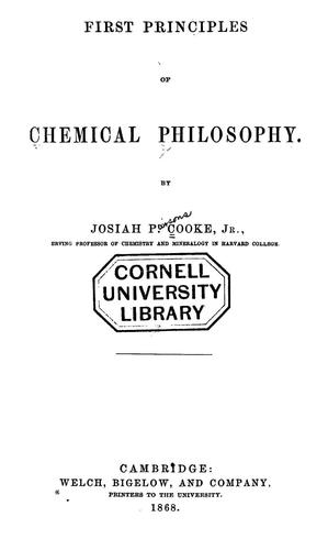 Cover for First principles of chemical philosophy