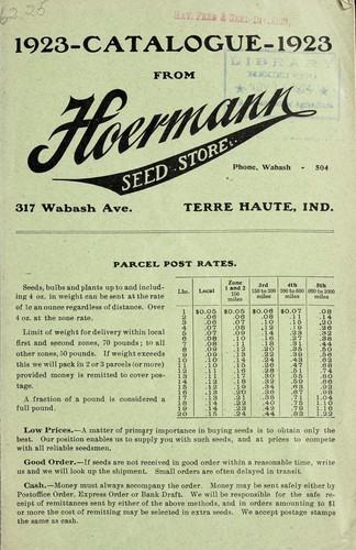 Cover for 1923 catalogue from Hoermann Seed Store