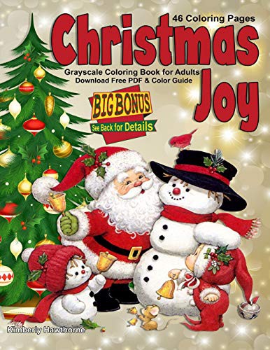 Cover for Christmas Joy Grayscale Coloring Book for Adults