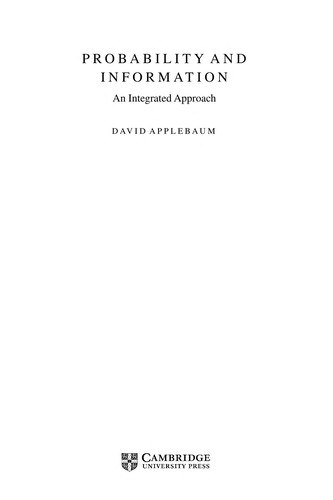Cover for Probability and Information