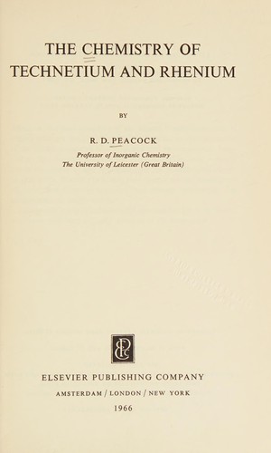Cover for The chemistry of technetium and rhenium