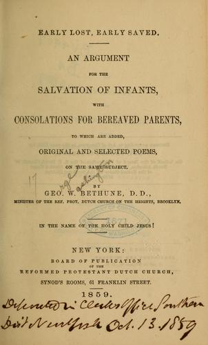 Cover for Early lost, early saved.