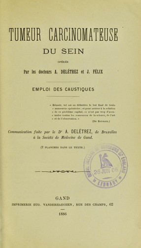 Cover for Tumeur carcinomateuse du sein