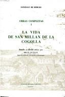 Cover for La Vida de San Millán de la Cogolla (Obras Completas I) (Monografías A)