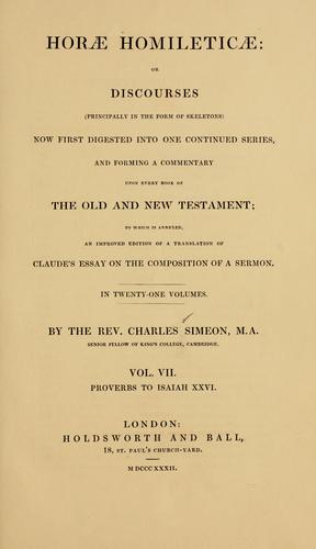 Cover for Horae homileticae