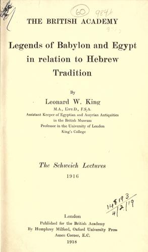 Cover for Legends of Babylon and Egypt in relation to Hebrew tradition