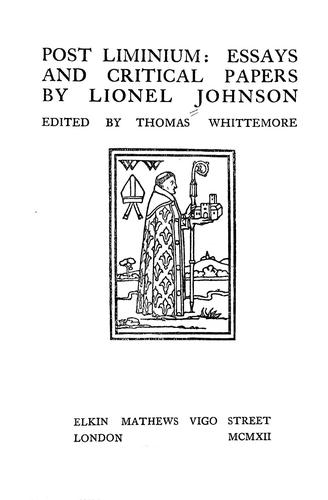 Cover for Post liminium