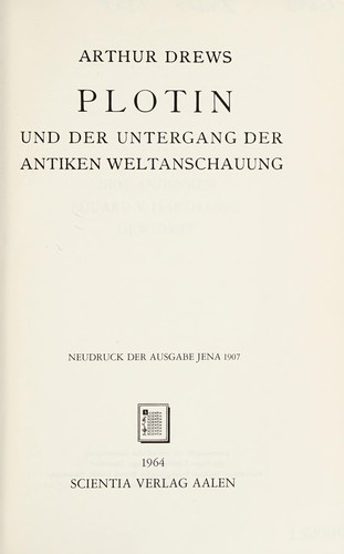 Cover for Plotin und der Untergang der antiken Weltanschauung