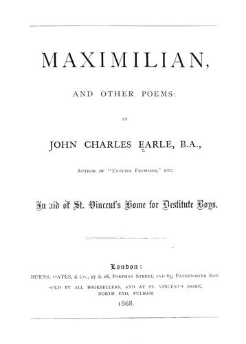 Cover for Maximilian, and other poems