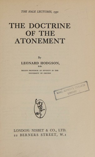 Cover for The doctrine of the atonement.