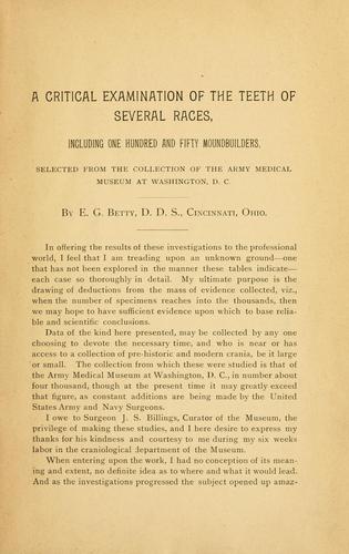 Cover for A critical examination of the teeth of several races