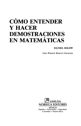 Cover for Co mo entender y hacer demostraciones en matema ticas