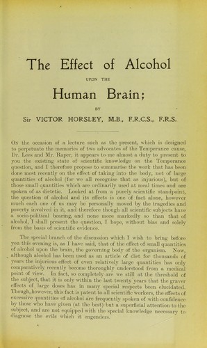 Cover for The effective of alcohol upon the human brain
