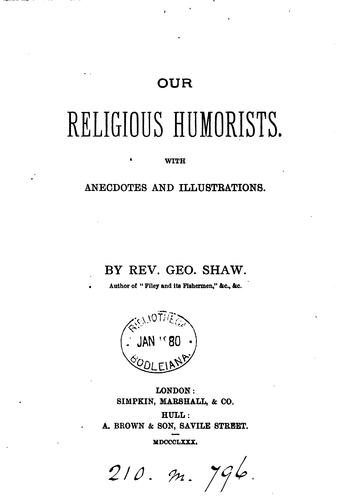 Cover for Our Religious Humorists: With Anecdotes and Illustrations