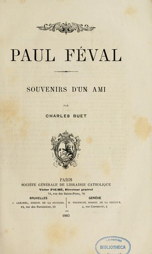 Cover for Paul Féval