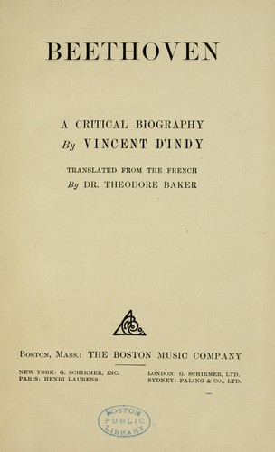 Cover for Beethoven; a critical biography.