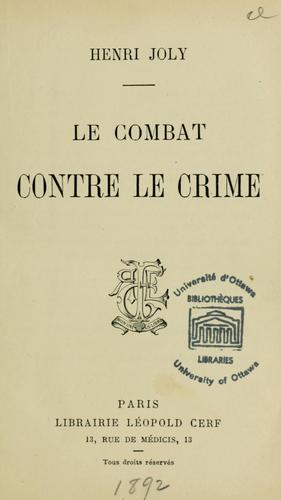 Cover for Le combat contre le crime