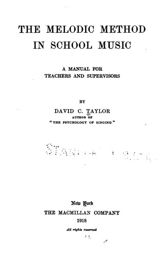 Cover for The melodic method in school music