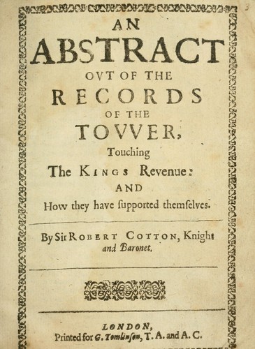 Cover for An abstract ovt of the records of the Tower, touching the Kings revenue