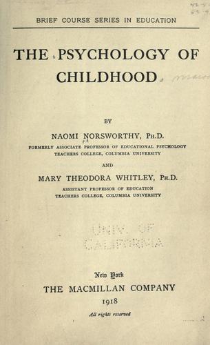 Cover for The psychology of childhood