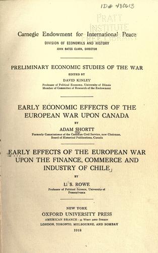 Cover for Early economic effects of the European war upon Canada