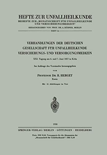 Cover for "Verhandlungen der Deutschen Gesellschaft für Unfallheilkunde, Versicherungs- und Versorgungsmedizin"