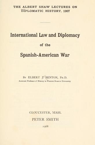 Cover for International law and diplomacy of the Spanish-American War.