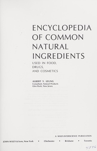 Cover for Encyclopedia of common natural ingredients used in food, drugs, and cosmetics