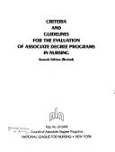 Cover for Criteria and Guidelines for Evaluation of Associate Degree Programs in Nursing (National League for Nursing Publication)