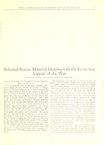 Cover for Economic aspects of the war.