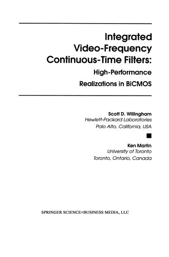 Cover for Integrated Video-Frequency Continuous-Time Filters