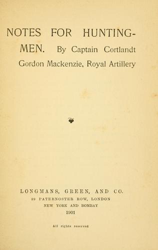 Cover for Notes for hunting men