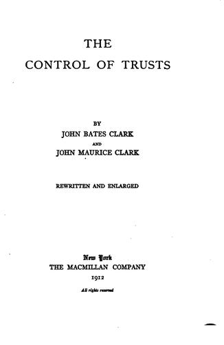 Cover for The control of trusts