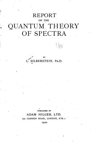 Cover for Report on the quantum theory of spectra