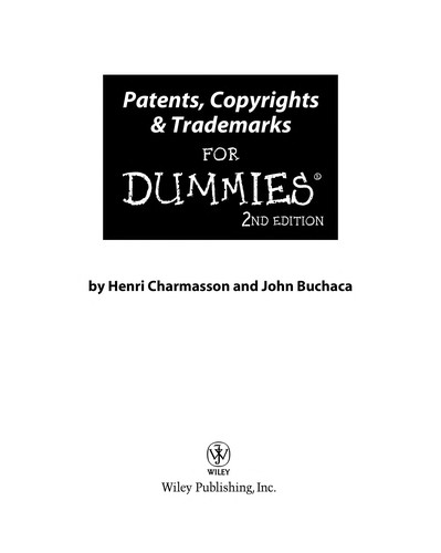 Cover for Patents, copyrights & trademarks for dummies
