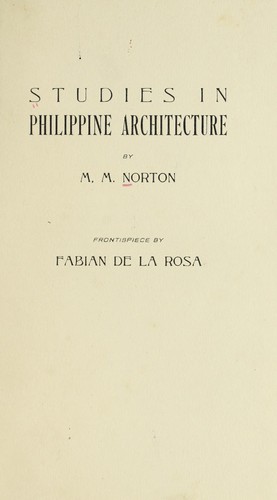 Cover for Studies in Philippine architecture