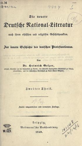 Cover for Die neuere deutsche National-Literatur nach ihren ethischen und religiösen Gesichtspunkten