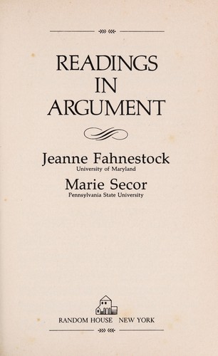 Cover for Readings in argument