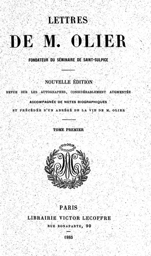 Cover for Lettres de M. Olier, fondateur du Séminaire de saint-Sulpice