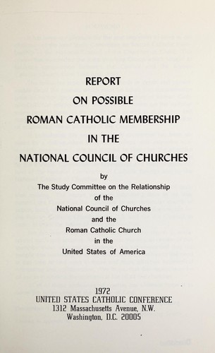 Cover for Report on possible Roman Catholic membership in the National Council of Churches