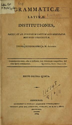 Cover for Grammaticae latinae institutiones