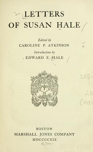 Cover for Letters of Susan Hale