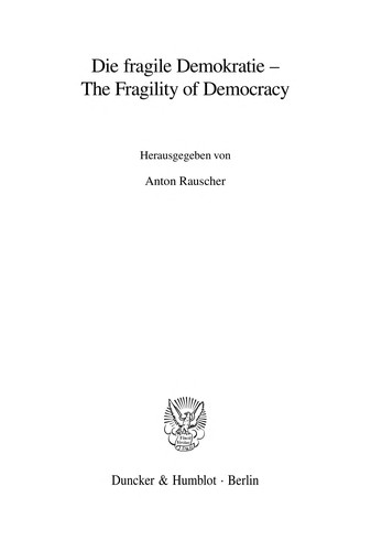 Cover for Die fragile Demokratie
