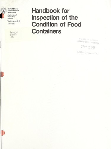 Cover for Handbook for inspection of the condition of food containers.
