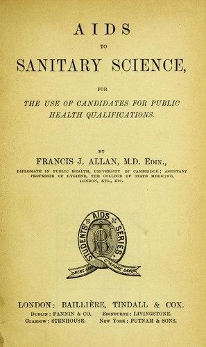 Cover for Aids to sanitary science for the use of candidates for public health qualifications