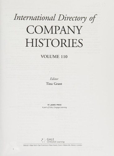 Cover for International directory of company histories. Vol. 110