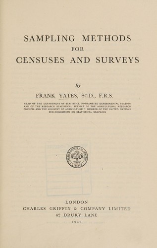 Cover for Sampling methods for censuses and surveys