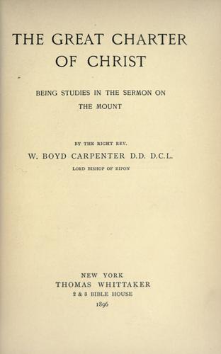 Cover for The great charter of Christ